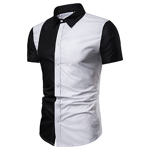 

Men's Daily Going out Basic / Elegant Shirt - Solid Colored White