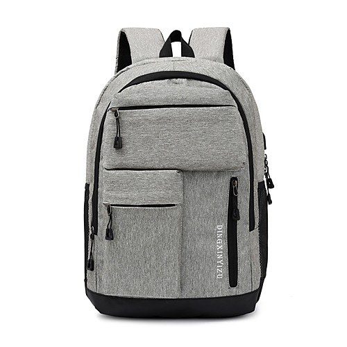

Large Capacity Nylon Zipper Commuter Backpack Solid Color Daily Black / Dark Grey / Blue