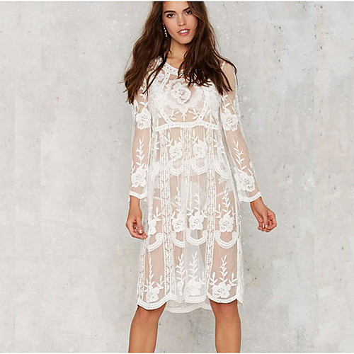 

Women's White Dress Loose Solid Color One-Size