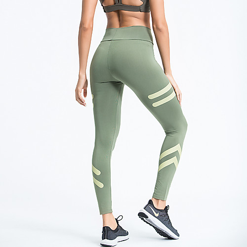 

Women's Sporty / Basic Legging - Striped High Waist Green Black S M L