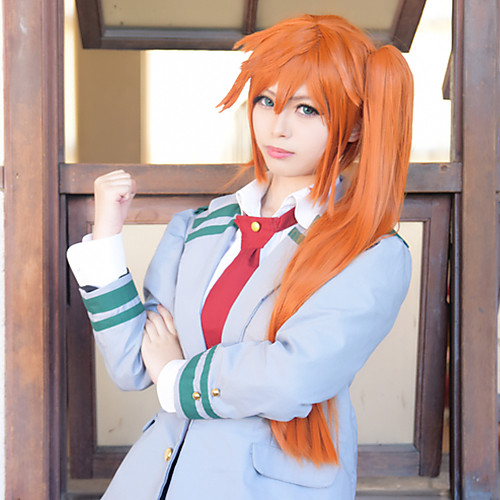

My Hero Academia Boko No Hero Kendo Itsuka Cosplay Wigs Women's With Ponytail 11 inch Heat Resistant Fiber kinky Straight Orange Orange Anime
