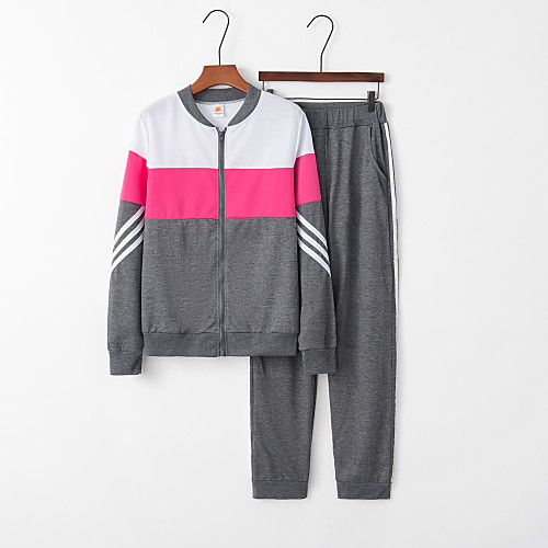

Women's 2-Piece Full Zip Cotton Tracksuit Sweatsuit Jogging Suit 2pcs Winter Running Fitness Jogging Breathable Soft Sportswear Athletic Clothing Set Long Sleeve Activewear Micro-elastic Regular Fit