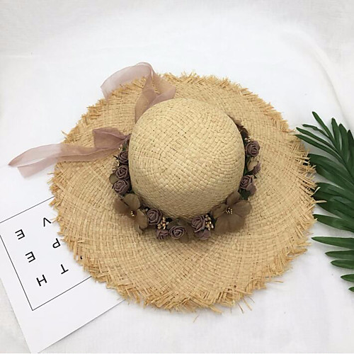 

Women's Basic Straw Sun Hat-Solid Colored Yellow