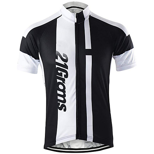 

21Grams Men's Short Sleeve Cycling Jersey 100% Polyester Black / White Bike Jersey Top Mountain Bike MTB Road Bike Cycling UV Resistant Breathable Quick Dry Sports Clothing Apparel / Stretchy