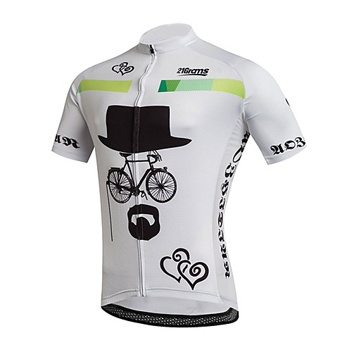 

21Grams Men's Short Sleeve Cycling Jersey 100% Polyester Black / White Heart Geometic Bike Jersey Top Mountain Bike MTB Road Bike Cycling UV Resistant Breathable Quick Dry Sports Clothing Apparel