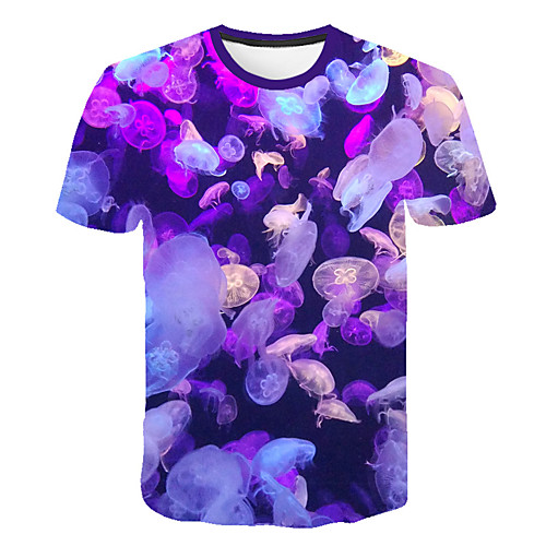 

Men's Daily Sports Street chic / Exaggerated T-shirt - Geometric / Color Block / 3D Print Purple