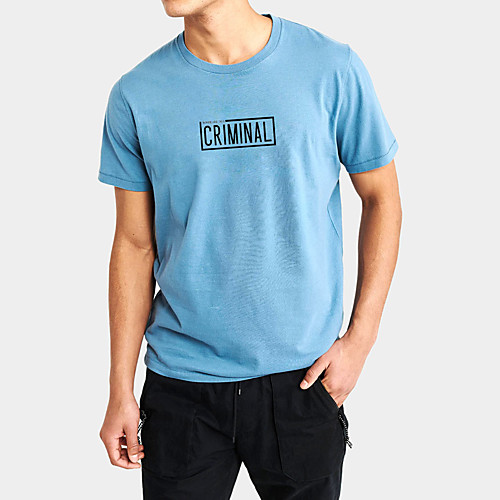 

Men's Daily Sports Business / Basic T-shirt - Solid Colored / Letter Black & White, Print Black