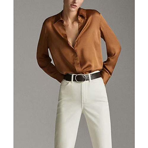 

Women's Daily Blouse - Solid Colored Khaki