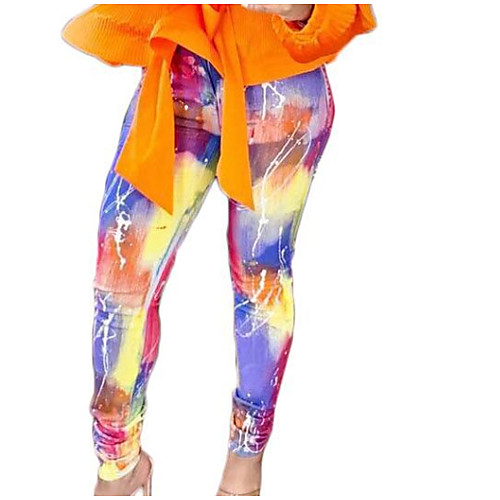 

Women's Basic Legging - Geometric, Print Mid Waist Yellow S M L