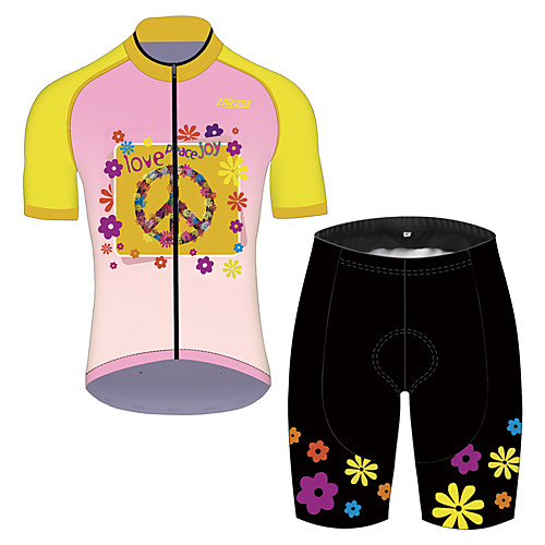 

21Grams Men's Short Sleeve Cycling Jersey with Shorts Pink / Black Gradient Floral Botanical Bike Clothing Suit UV Resistant Breathable 3D Pad Quick Dry Sweat-wicking Sports Solid Color Mountain Bike