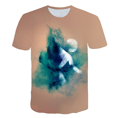 

Men's Daily Sports Street chic / Exaggerated T-shirt - 3D / Abstract Print Khaki