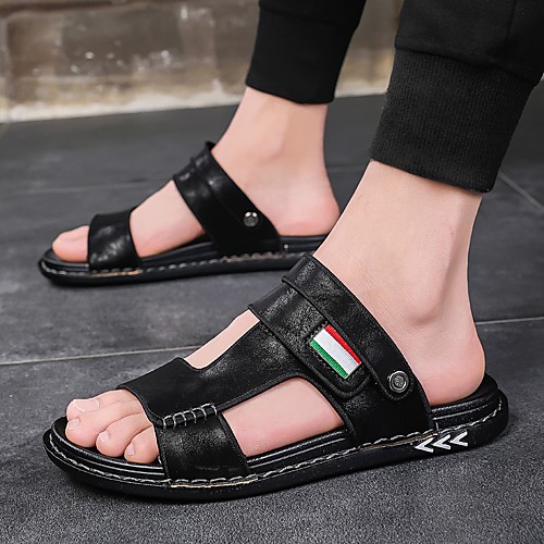 

Men's Leather / Suede Spring & Summer Classic / Preppy Sandals Walking Shoes Waterproof Dark Brown / Black / Dark Blue