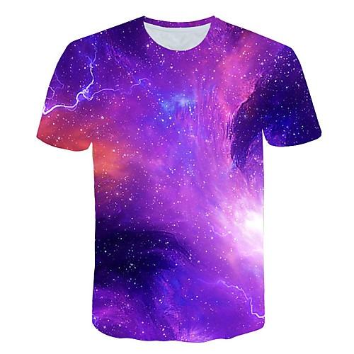 

Men's Daily Sports Basic / Exaggerated T-shirt - Polka Dot / Color Block / 3D Print Purple