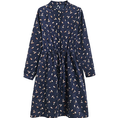 

Women's Green Navy Blue Dress A Line Floral S M