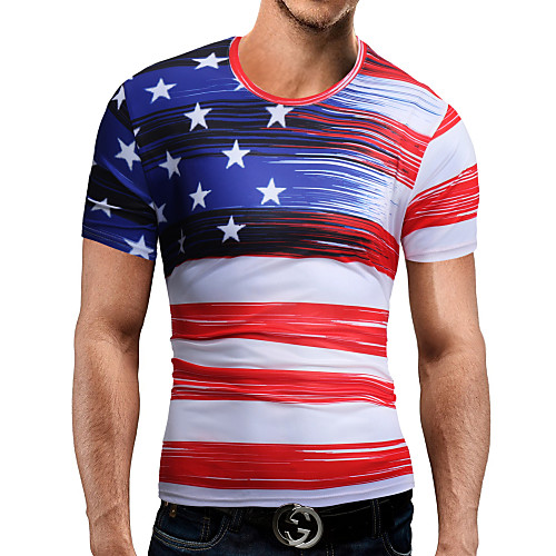 

Men's Daily Sports Basic / Elegant T-shirt - 3D / Solid Colored Red