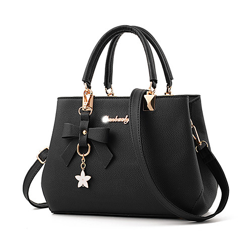 

Women's Bow(s) Polyester / PU Top Handle Bag Solid Color Black / Wine / Blushing Pink
