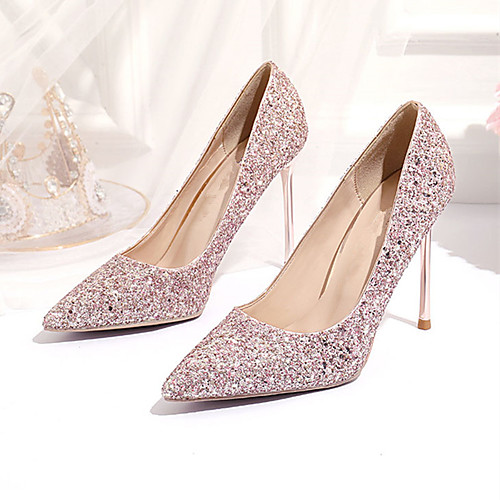 

Women's Heels Crystal Sandals Stiletto Heel Pointed Toe Sequin Synthetics Sweet Walking Shoes Spring & Fall / Spring & Summer Pink / Gold / Silver / Wedding / Party & Evening / Party & Evening