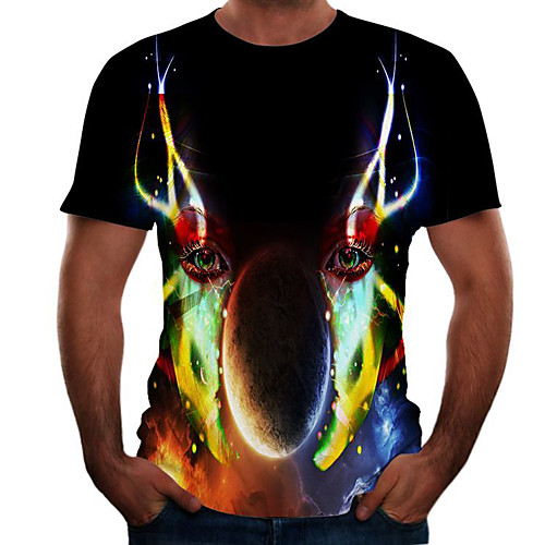 

Men's Daily Basic T-shirt - Color Block / 3D Print Black