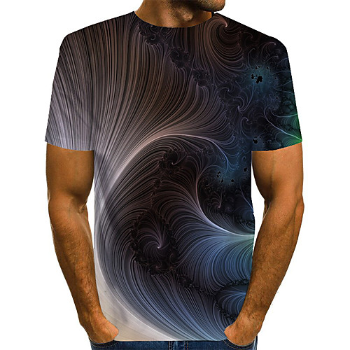 

Men's Daily Going out Basic / Street chic T-shirt - Geometric / 3D / Graphic Print Black