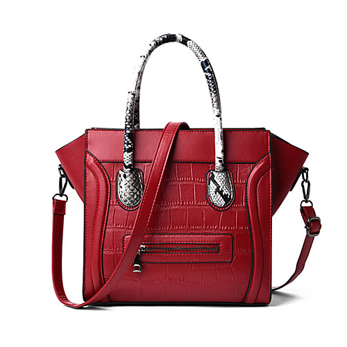 

Women's Polyester / PU Top Handle Bag Solid Color Wine / Brown / Black