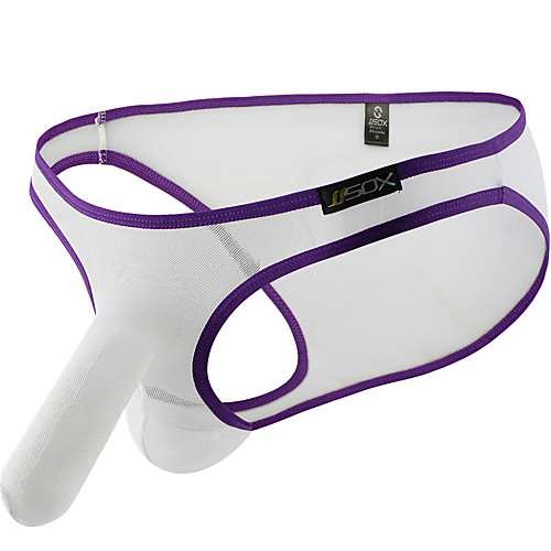 

Men's Mesh Briefs Underwear - Normal Low Waist Black White Purple M L XL