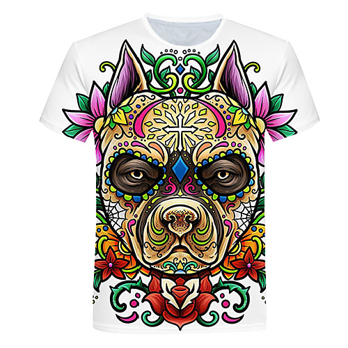

Men's Daily Going out Basic T-shirt - 3D / Graphic / Animal Print White