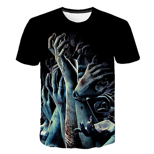 

Men's Daily Sports Street chic / Exaggerated T-shirt - Geometric / Color Block / 3D Print Black