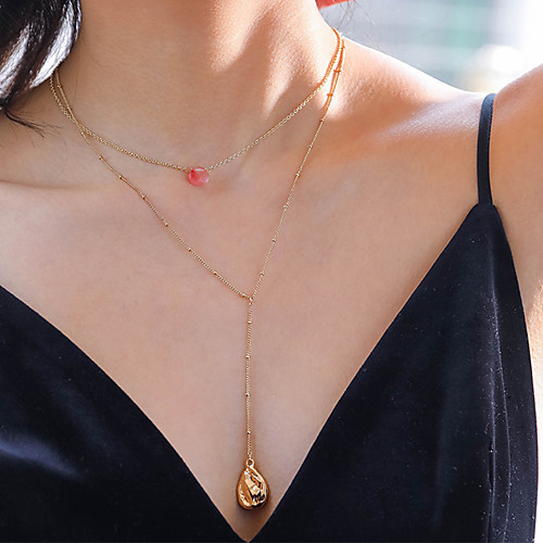 

Women's Pendant Necklace Necklace Layered Necklace Stacking Stackable Drop Classic Trendy Fashion Cute Chrome Stone Gold 45 cm Necklace Jewelry 1pc For Street Beach