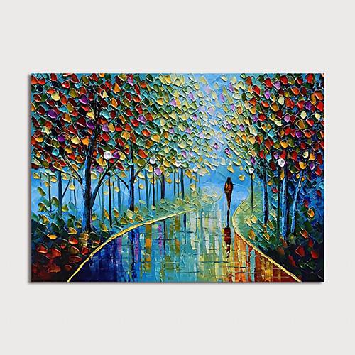 

Hand Painted Rolled Canvas Oil Painting Modern Abstract Landscape by Knife Home Decoration Painting Only