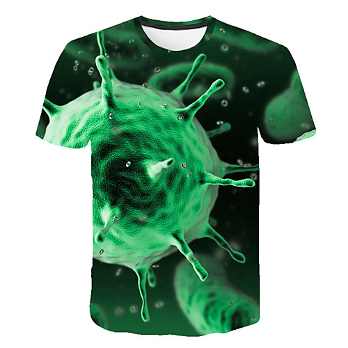 

Men's Daily Sports Street chic / Exaggerated T-shirt - Color Block / 3D / Abstract Print Green