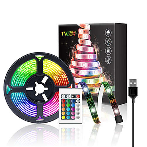 

IP65 USB LED Strip DC 5V 3M 24Key Flexible Light Lamp SMD 5050 10mm Desk Decor Screen TV Background Colorful Lighting