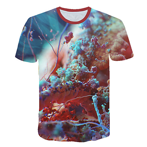 

Men's Daily Sports Street chic / Exaggerated T-shirt - Geometric / 3D / Abstract Print Rainbow