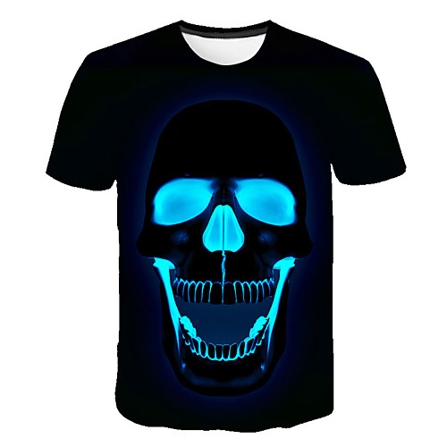 

Men's Daily Sports Street chic / Exaggerated T-shirt - Geometric / 3D / Skull Print Navy Blue