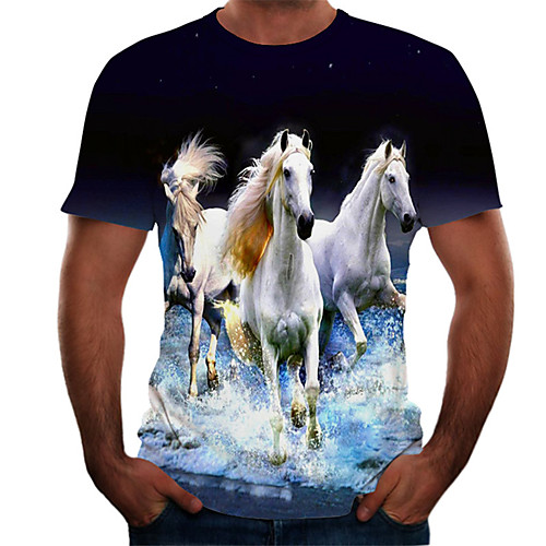 

Men's Daily Basic T-shirt - Color Block / 3D Print White