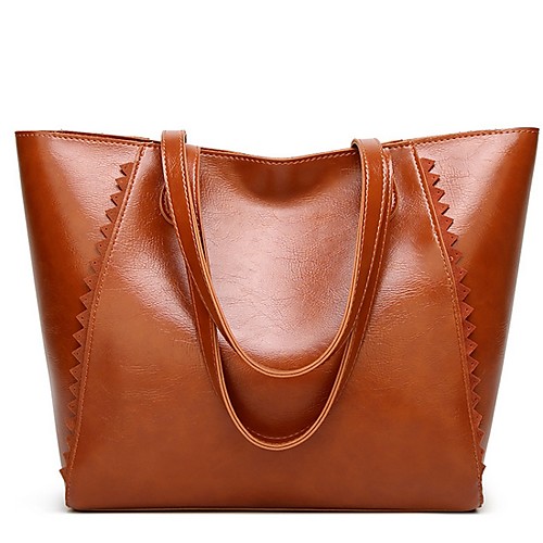 

Women's Zipper PU Top Handle Bag Solid Color Wine / Brown / Black