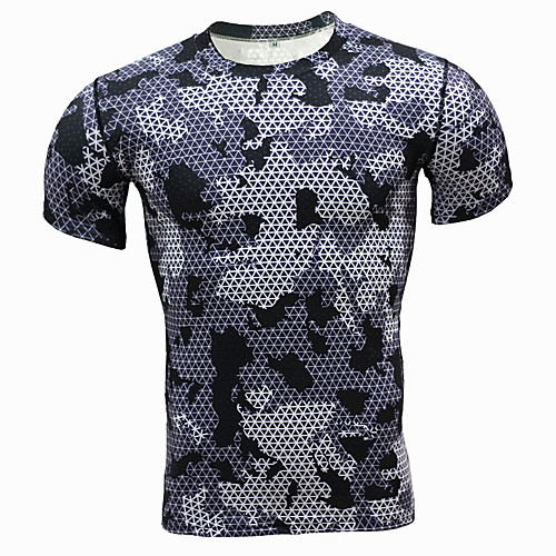 

JACK CORDEE Men's Short Sleeve Compression Suit Polyster Polyester Taffeta Grey Black Geometic Camo / Camouflage Bike Jersey Top Mountain Bike MTB Road Bike Cycling Breathable Quick Dry Sweat-wicking