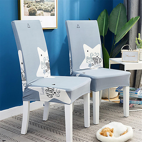 

2 Pack Cartoon Stars Print Super Fit Stretch Chair Cover Stretch Removable Washable Dining Room Chair Protector Slipcovers Home Decor Dining Room Seat Cover