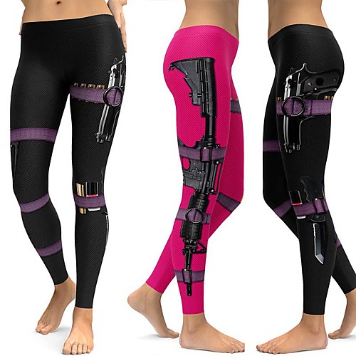 

Women's High Waist Yoga Pants Winter 3D Print Fuchsia Black Running Fitness Gym Workout Leggings Sport Activewear Quick Dry Butt Lift Tummy Control High Elasticity Skinny