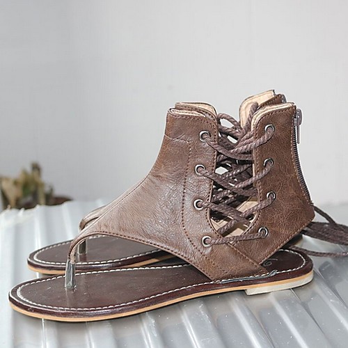 

Women's Sandals Flat Heel Round Toe Suede Spring & Summer Light Brown / Brown / Black