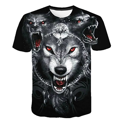 

Men's Daily Sports Basic / Exaggerated T-shirt - Color Block / 3D / Animal Print Rainbow