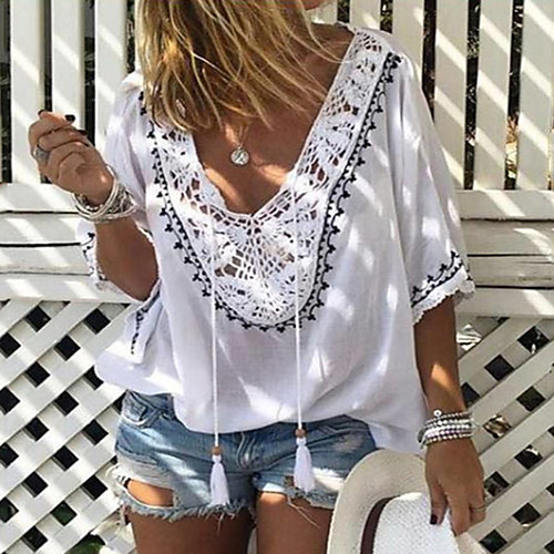 

Women's Daily Blouse - Solid Colored White