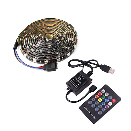 

1m TV Background Light Strip Flexible LED Light Strips RGB Strip Lights 30 LEDs SMD5050 10mm 1 24Keys Remote Controller 1 set Multi Color Waterproof USB Self-adhesive 5 V