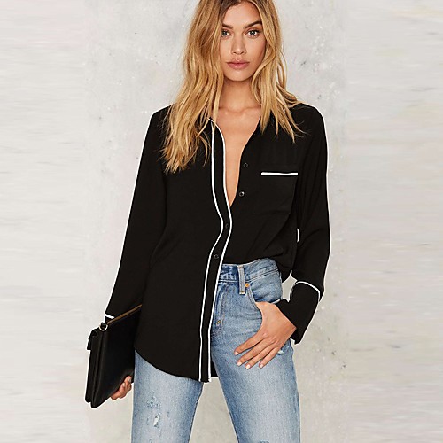 

Women's Daily Shirt - Solid Colored Black