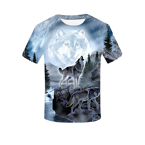 

Men's Daily Going out Basic / Street chic T-shirt - 3D / Solid Colored / Animal Gray