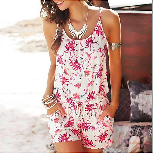 

Women's Basic Blushing Pink Romper Onesie, Floral S M L