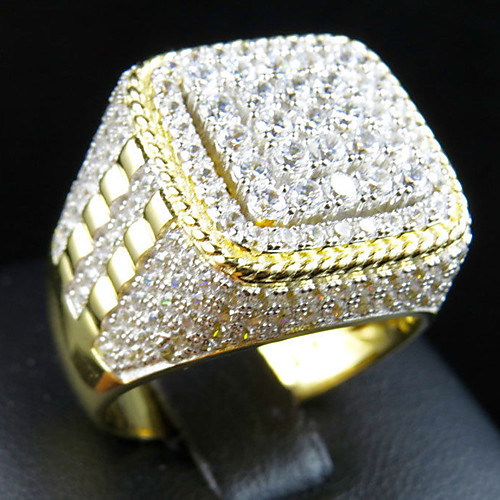 

Men's Ring Belle Ring AAA Cubic Zirconia 1pc White Copper Silver-Plated Irregular Statement Luxury Party Evening Gift Jewelry Geometrical Wearable