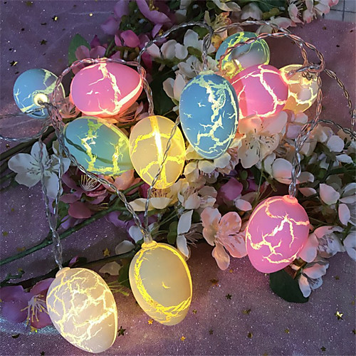 

4pcs 10LEDs 1.5m Easter Eggs String Fair Lights Holiday Patio Christmas Easter Decorations for Home Outdoor Light Garland Balls