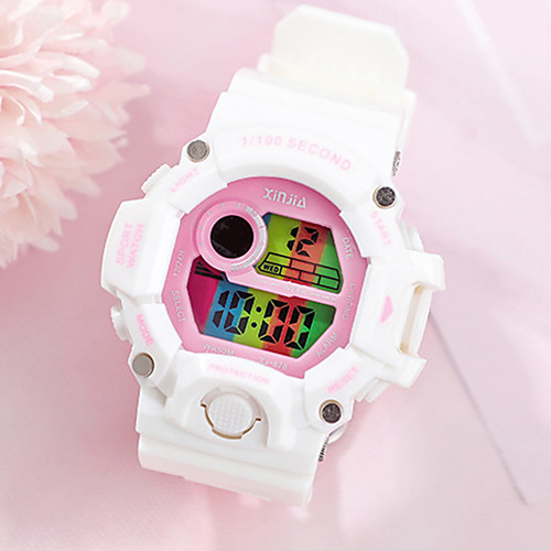 

Men and Women Sport Watch Quartz Rubber Black / White / Blue 50 m Water Resistant / Waterproof Calendar / date / day Alarm Clock Digital Outdoor New Arrival - Black WhitePink White One Year Battery