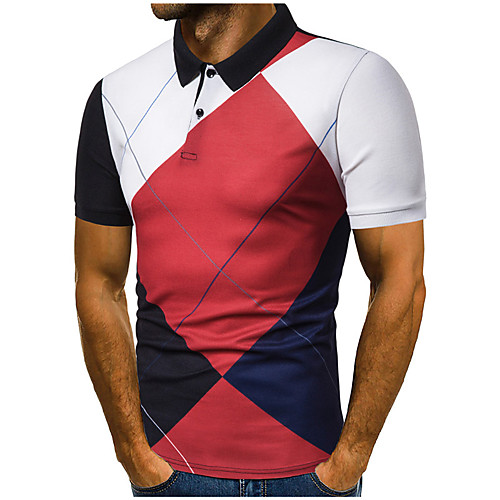

Men's Daily Work Basic / Elegant Polo - Striped / Solid Colored Red
