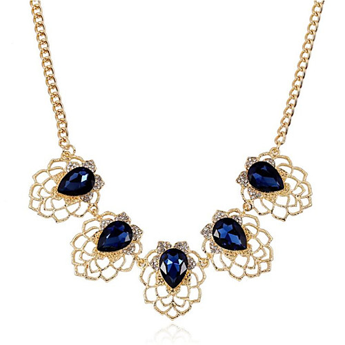 

Women's Pendant Necklace Classic Flower Fashion Gold Plated Imitation Diamond Black Gold 455 cm Necklace Jewelry 1pc For Party Evening Festival